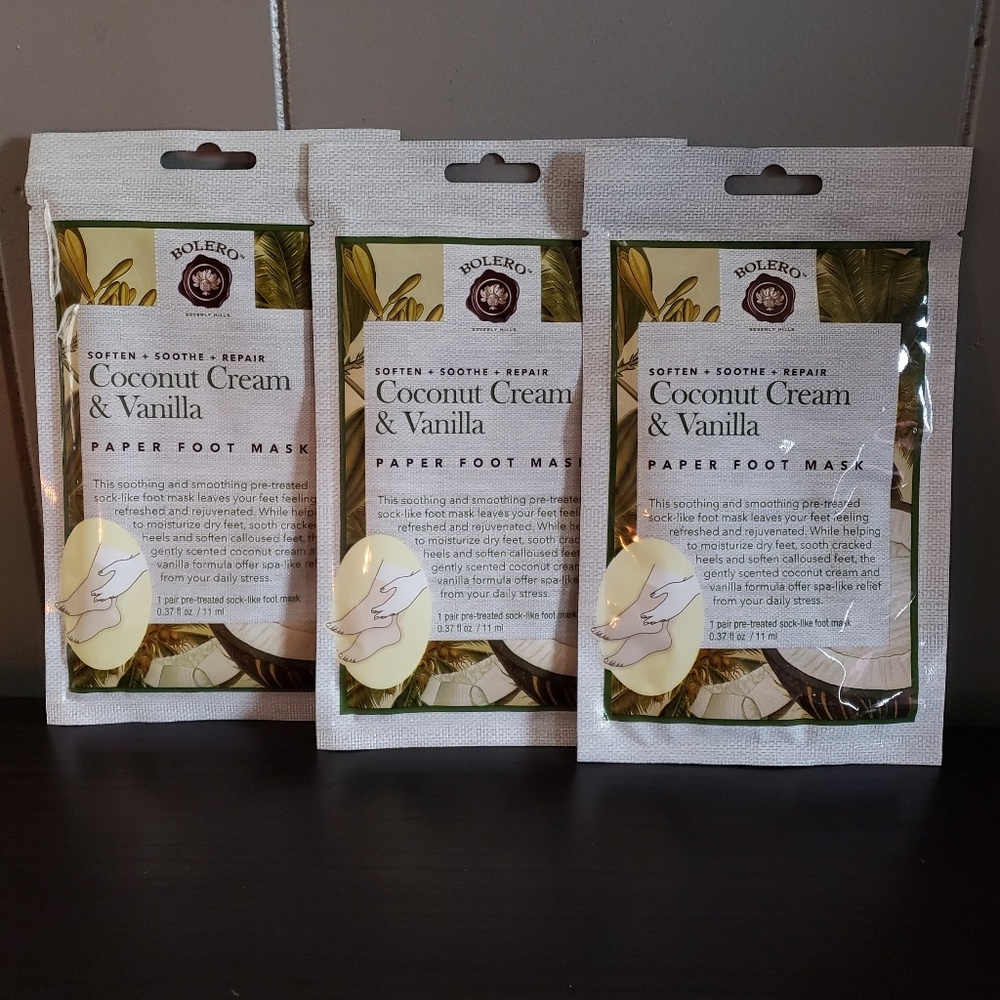 3 Bolero Coconut Cream & Vanilla Paper Foot Mask